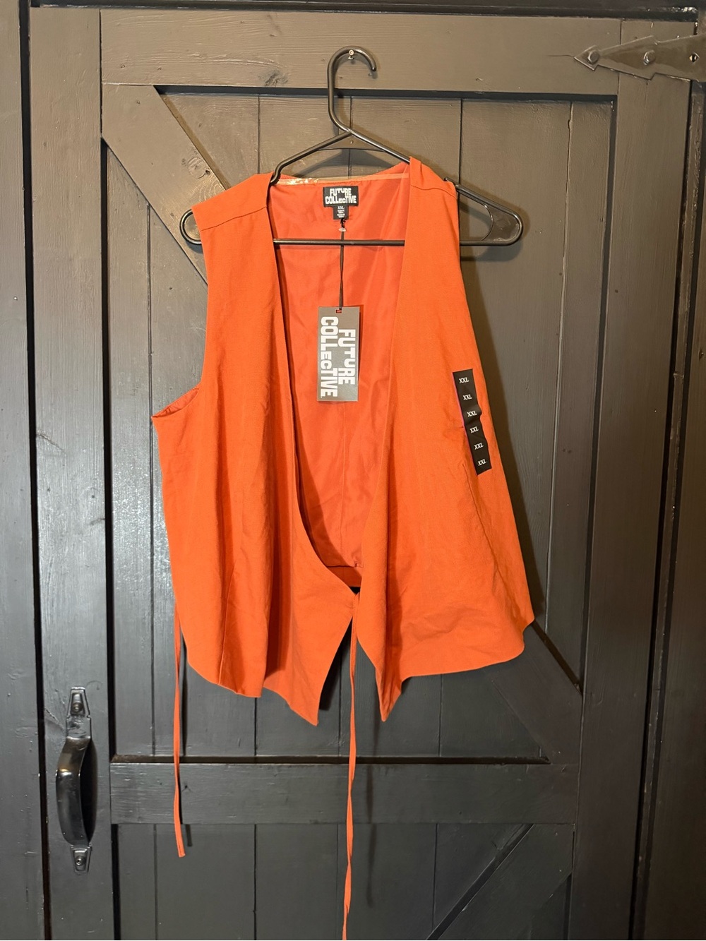 Future Collective Women's Orange Sleeveless Tie-Front Vest